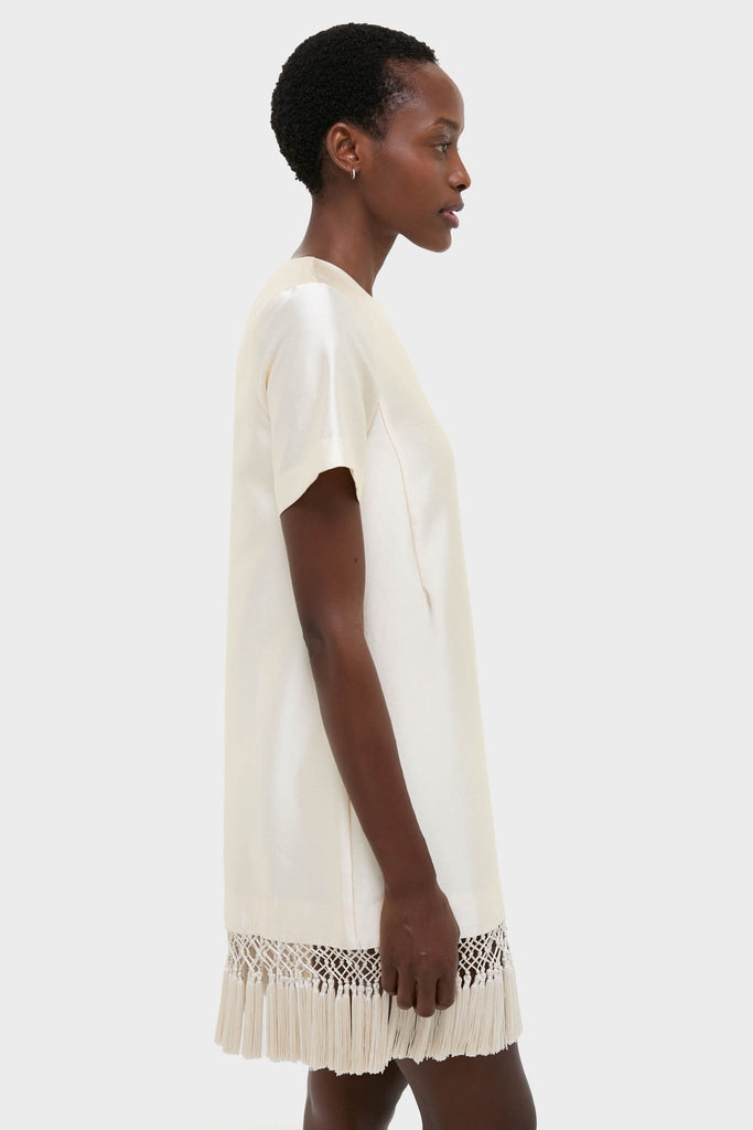 Ivory Dupioni Tassel Downing Dress-Get Girly