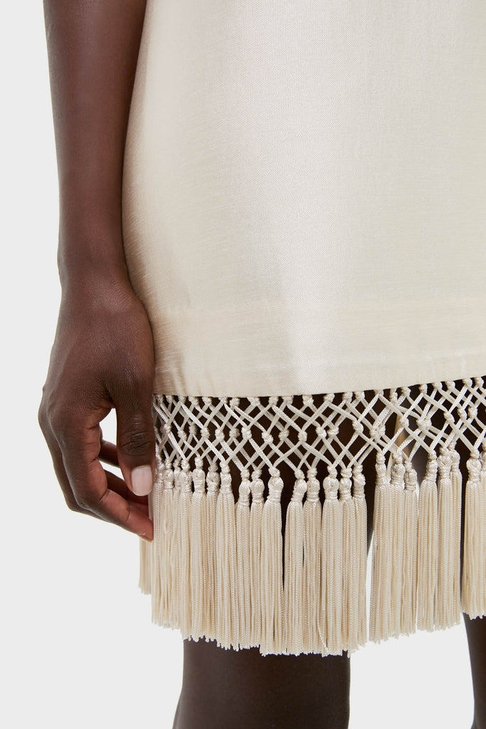 Ivory Dupioni Tassel Downing Dress-Get Girly