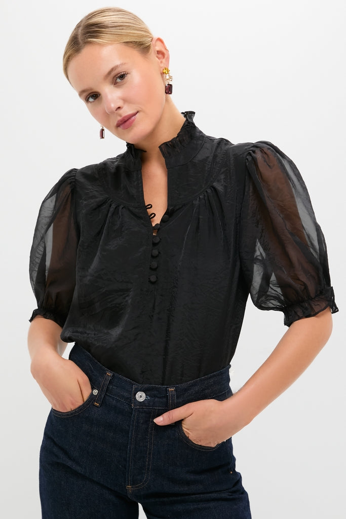 Black Chiffon Selena Blouse-Get Girly