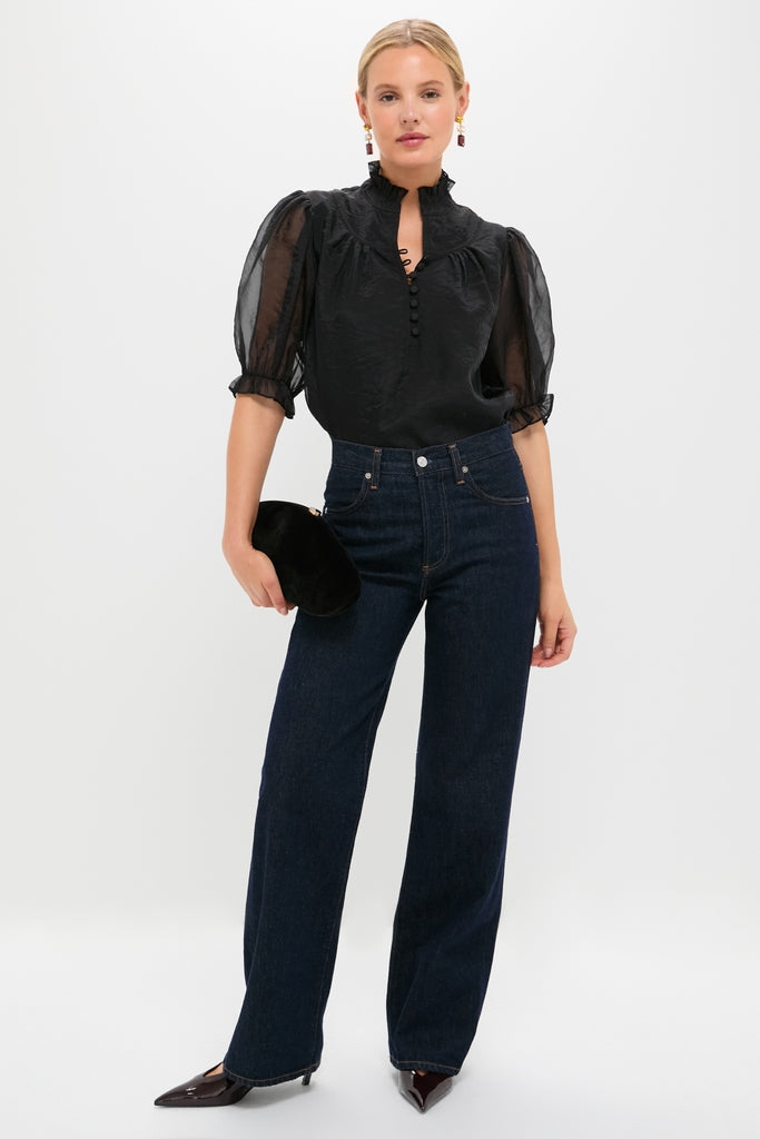 Black Chiffon Selena Blouse-Get Girly