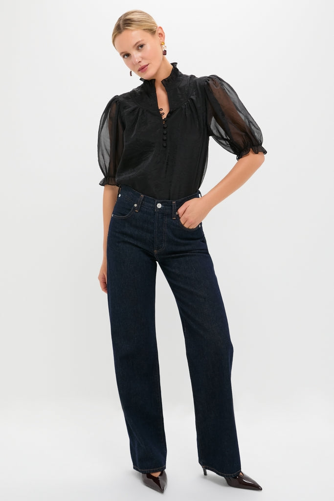 Black Chiffon Selena Blouse-Get Girly