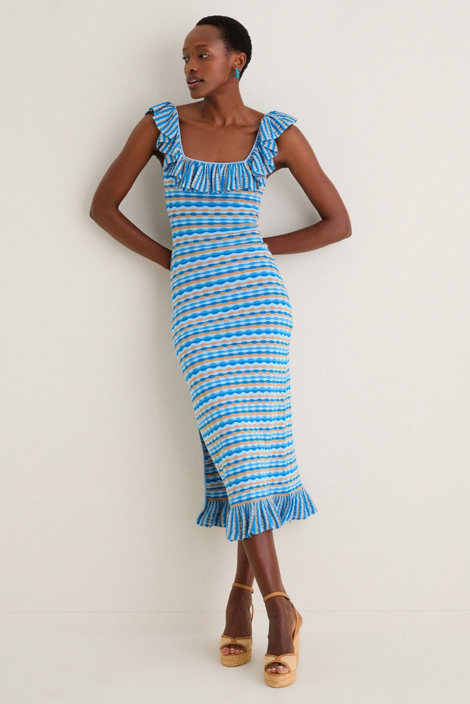 Ice Blue Viola Knit Maxi Dress-Get Girly