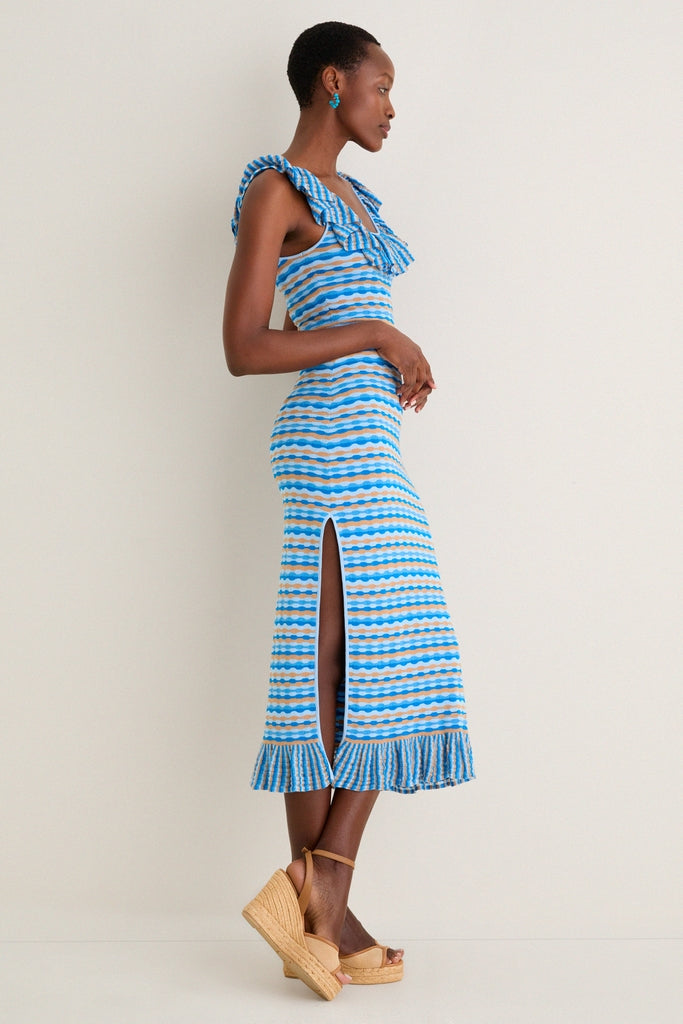 Ice Blue Viola Knit Maxi Dress-Get Girly