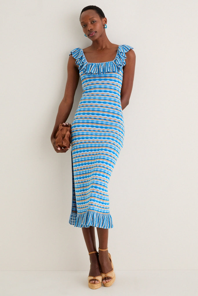 Ice Blue Viola Knit Maxi Dress-Get Girly
