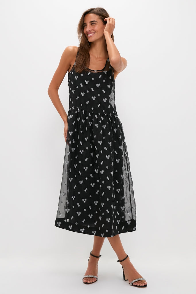 Black Embroidered Mariella Midi Dress-Get Girly
