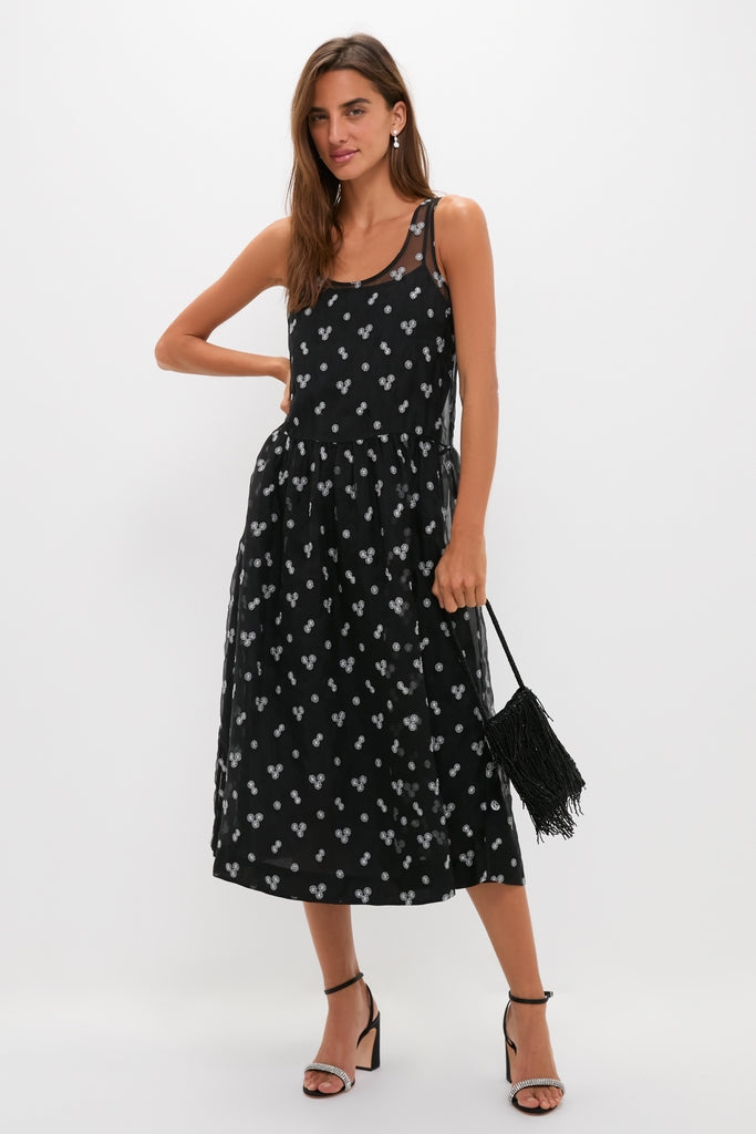 Black Embroidered Mariella Midi Dress-Get Girly