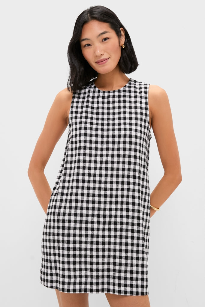 Black and White Gingham Mini Dress-Get Girly