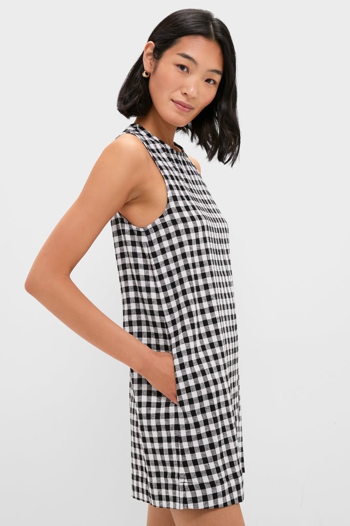 Black and White Gingham Mini Dress-Get Girly