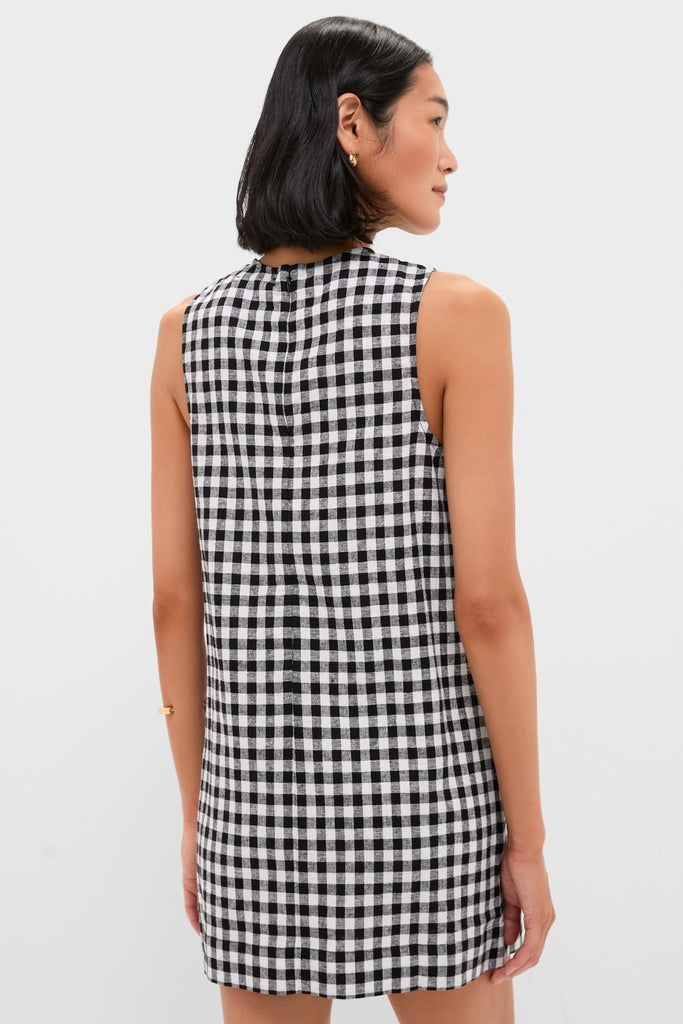 Black and White Gingham Mini Dress-Get Girly