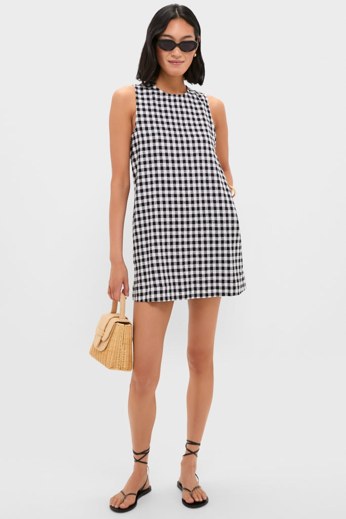 Black and White Gingham Mini Dress-Get Girly