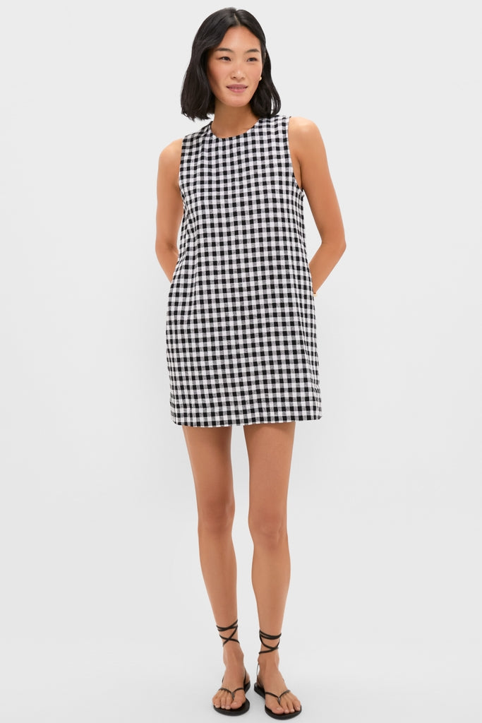 Black and White Gingham Mini Dress-Get Girly