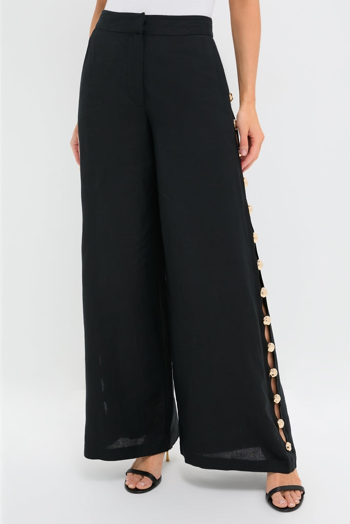 Black Cayman Wide Leg Pants-Get Girly