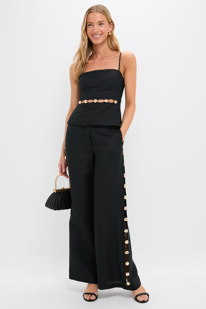 Black Cayman Wide Leg Pants-Get Girly