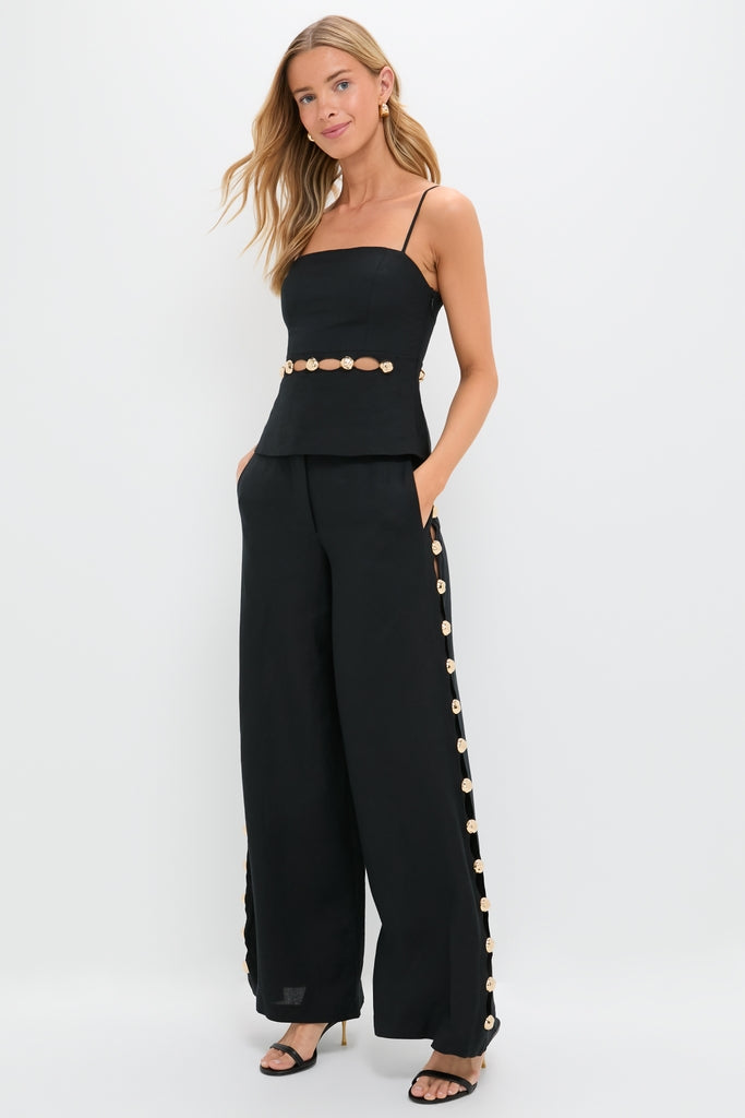 Black Cayman Wide Leg Pants-Get Girly