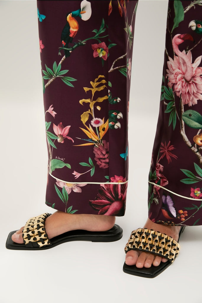 Black Faye Beaded Leather Flat Slides-Get Girly