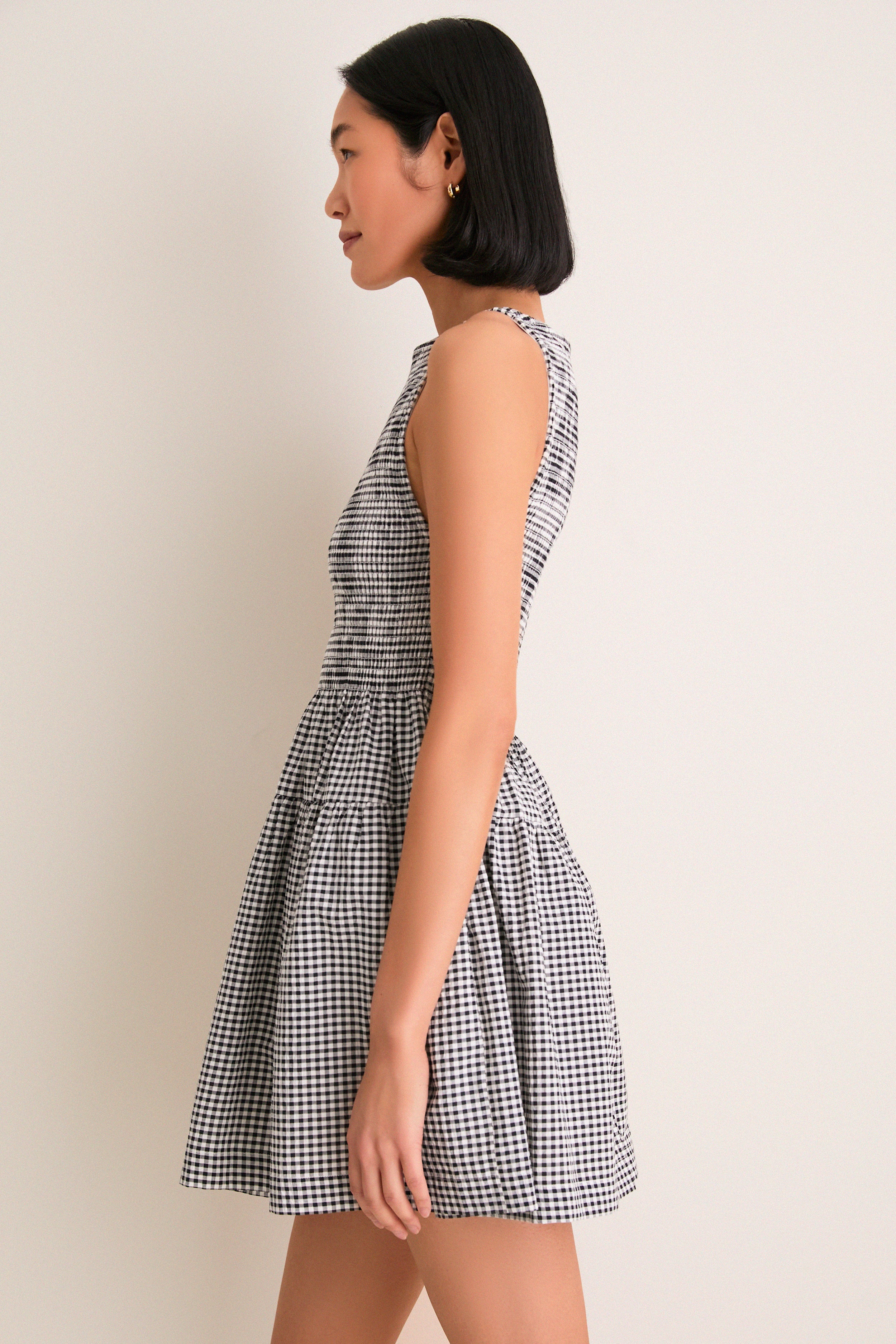Black and Sand Gingham Cosima Mini Nap Dress-Get Girly