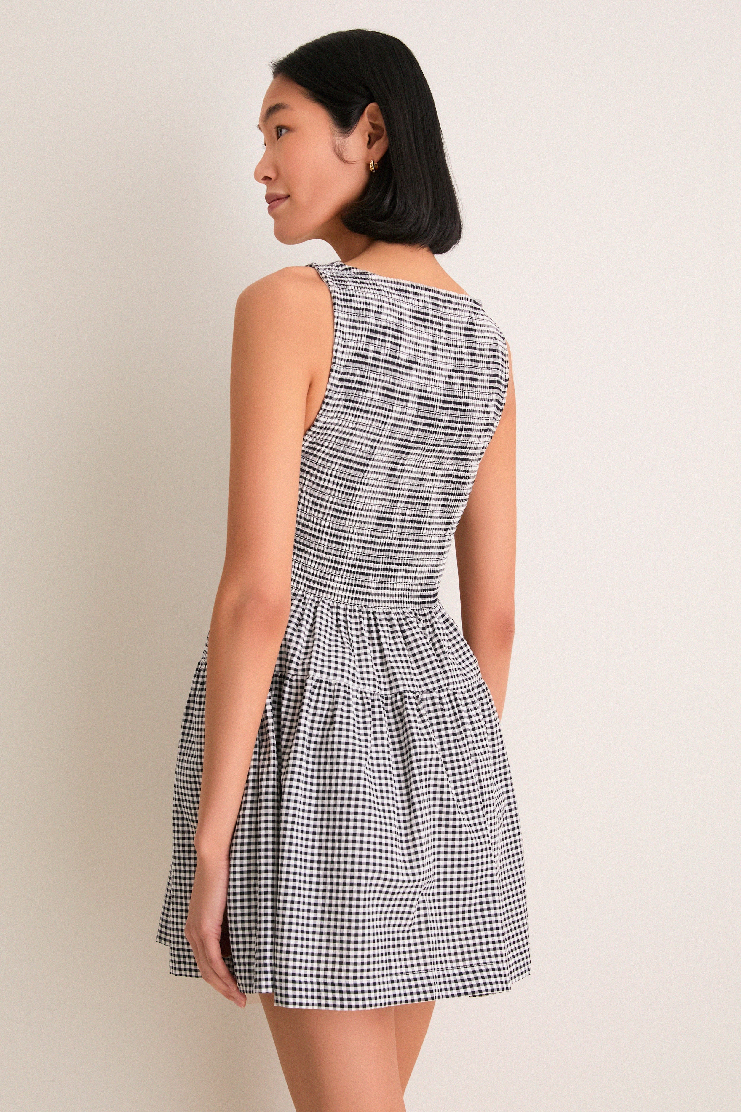 Black and Sand Gingham Cosima Mini Nap Dress-Get Girly