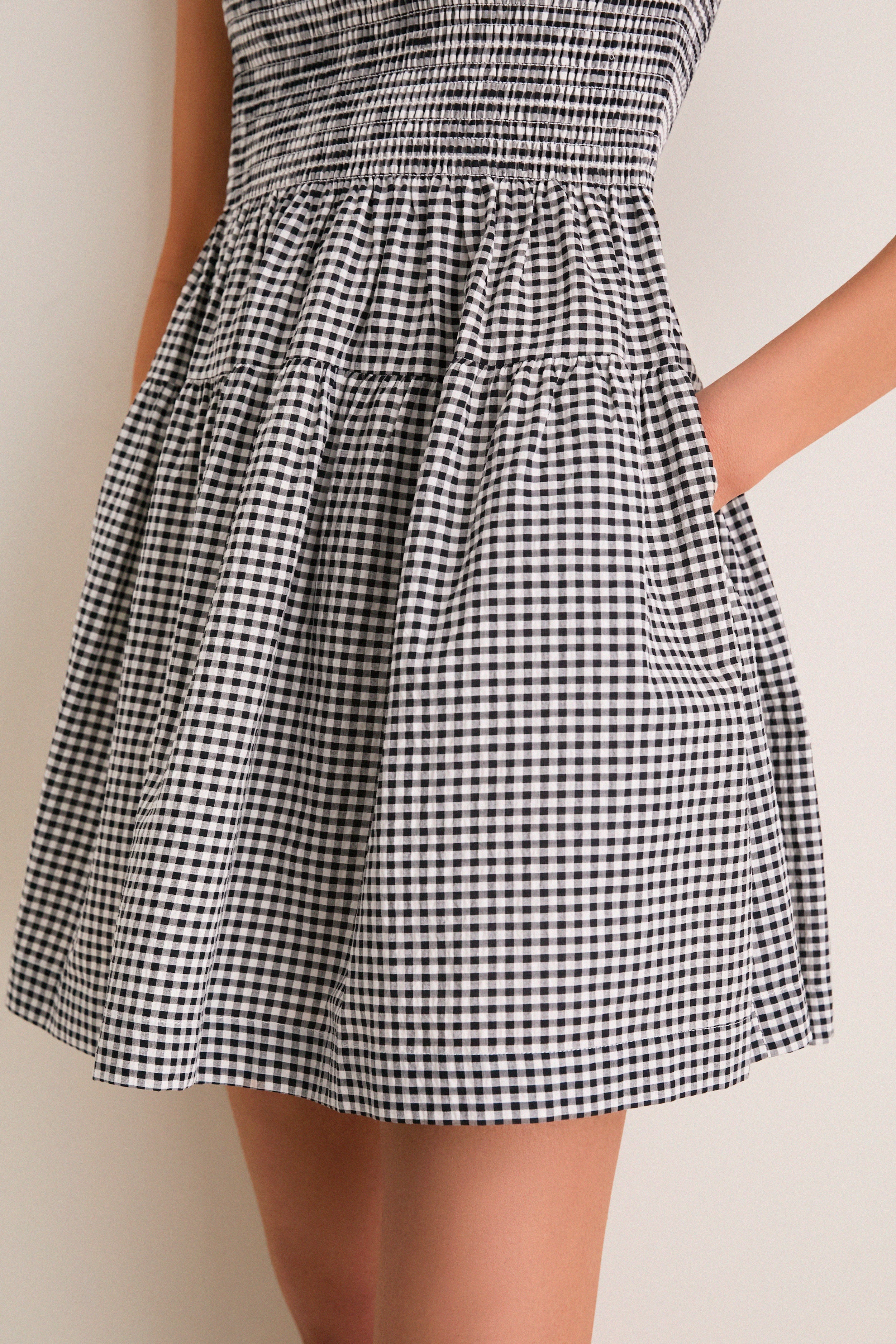 Black and Sand Gingham Cosima Mini Nap Dress-Get Girly