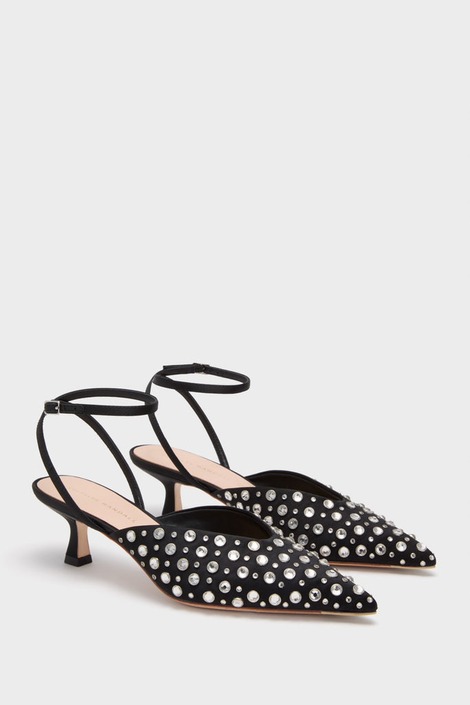 Black Satin with Crystal Rio Heels-Get Girly