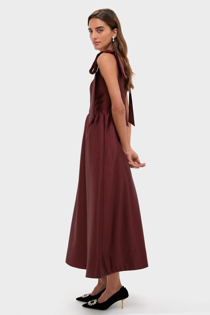 Oxblood Dupioni Bow Esme Dress-Get Girly