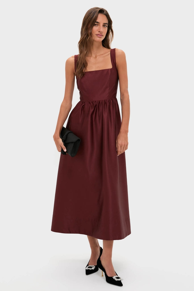Oxblood Dupioni Bow Esme Dress-Get Girly
