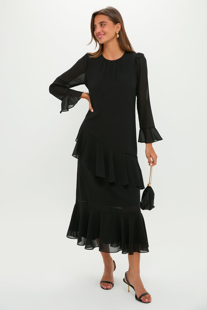 Black Chiffon Sasha Dress-Get Girly