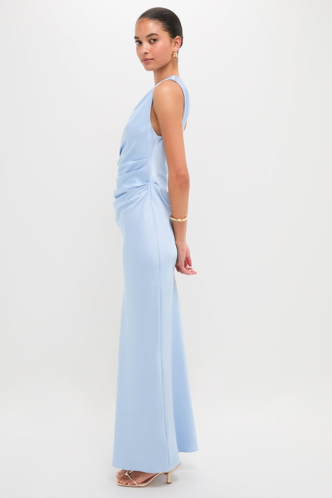 Ice Blue Angela One Shoulder Maxi Dress-Get Girly