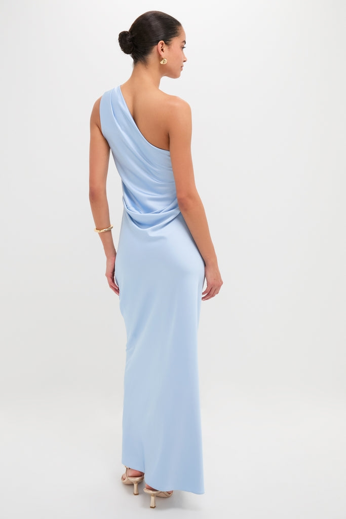 Ice Blue Angela One Shoulder Maxi Dress-Get Girly