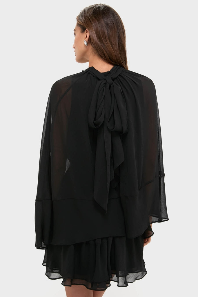 Black Cape Chiffon Mayfield Dress-Get Girly