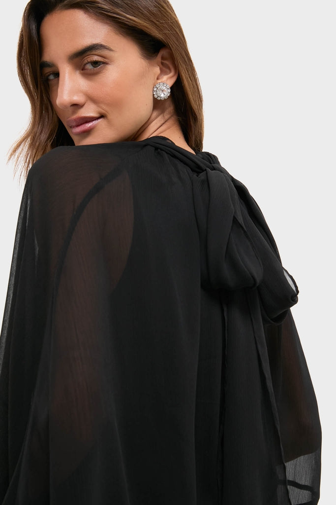 Black Cape Chiffon Mayfield Dress-Get Girly