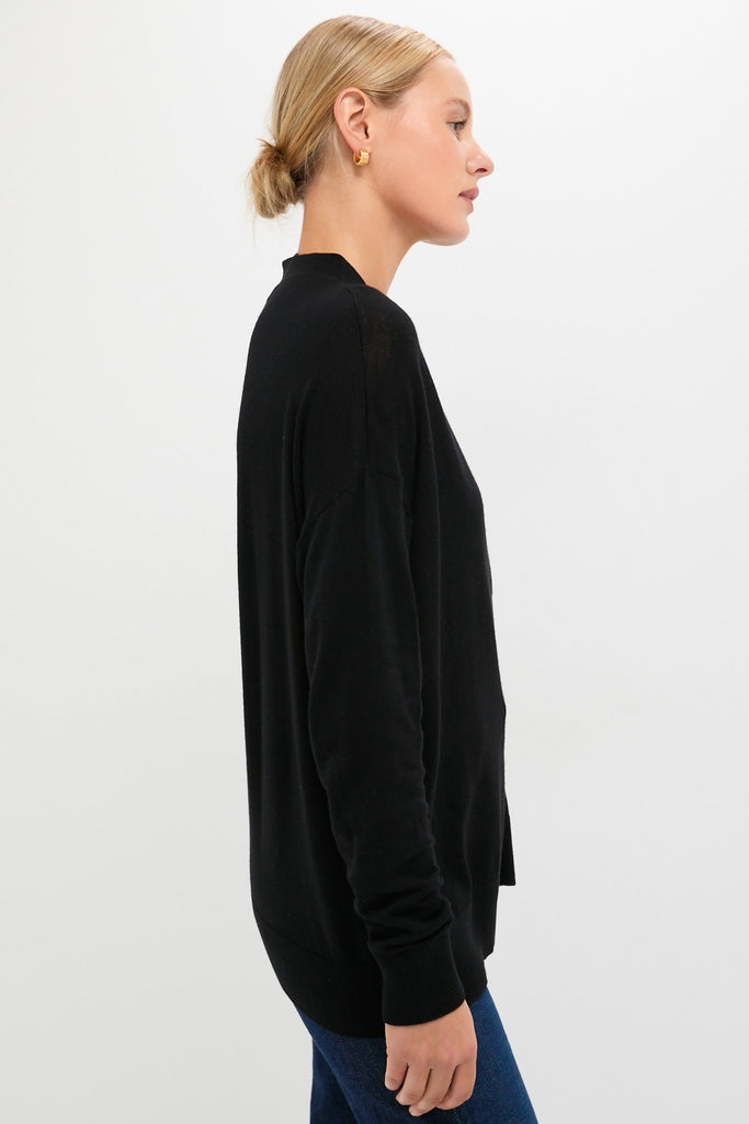 Black Cross Button Calloway Cardigan-Get Girly