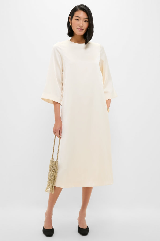 Winter White Side Button Jamie Dress-Get Girly