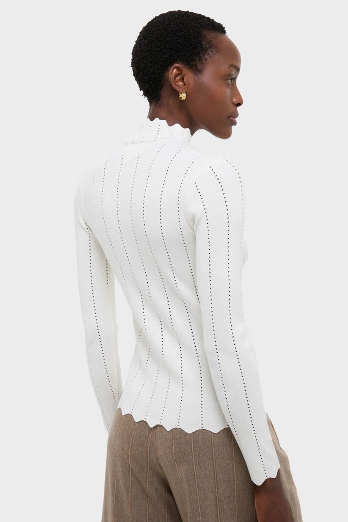 White Pointelle Knit Allen Turtleneck-Get Girly