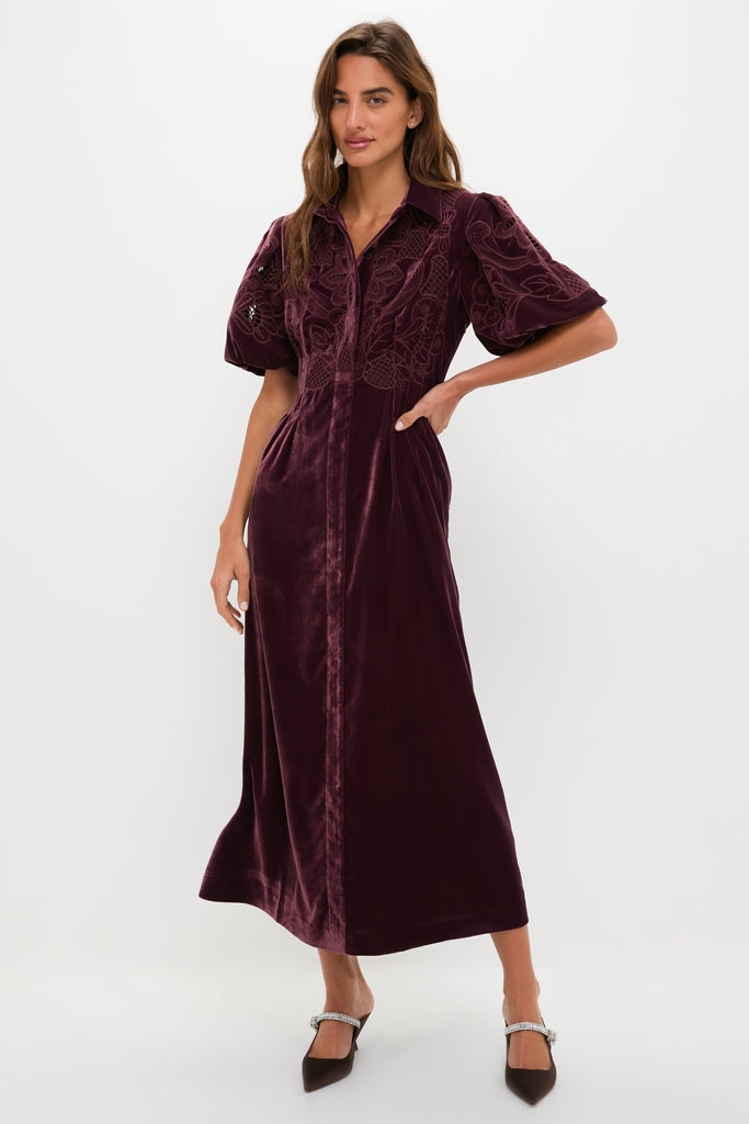 Winetasting Velvet Lace Delaney Dress-Get Girly