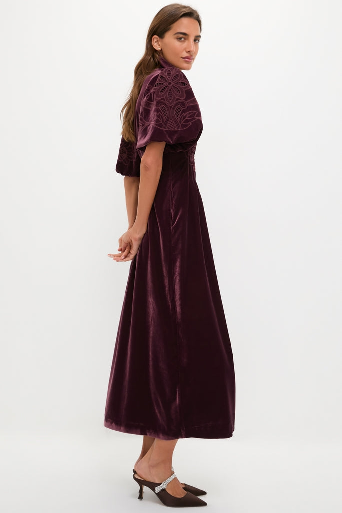 Winetasting Velvet Lace Delaney Dress-Get Girly