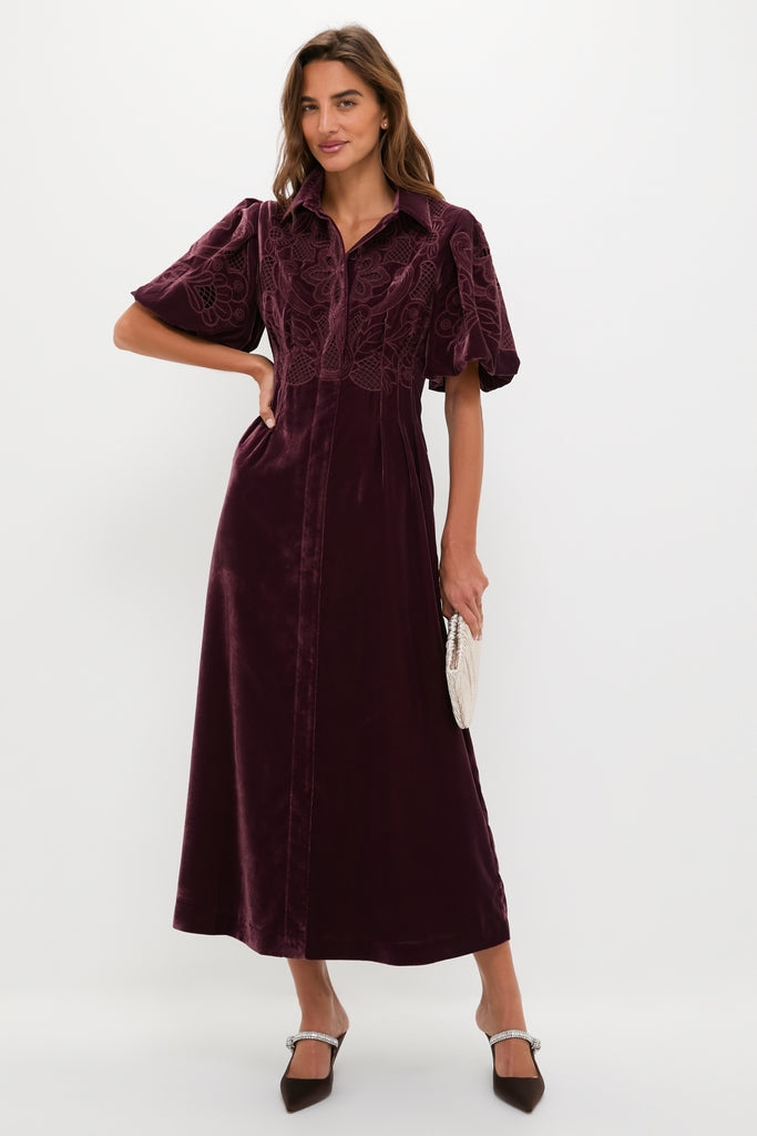 Winetasting Velvet Lace Delaney Dress-Get Girly