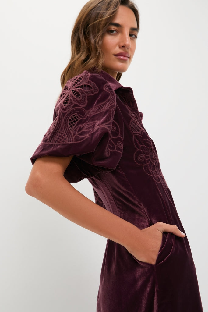 Winetasting Velvet Lace Delaney Dress-Get Girly