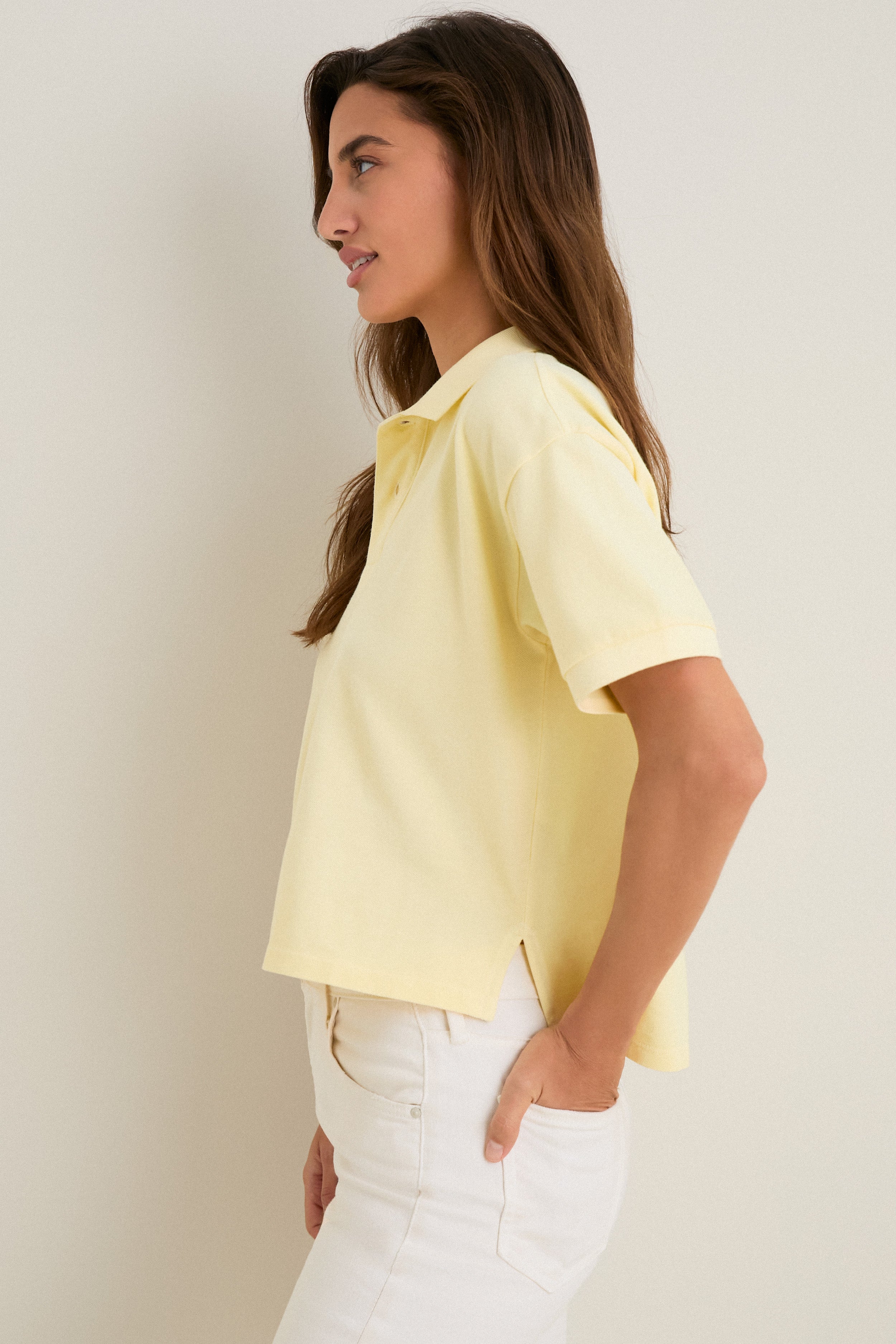 Yellow Pique Holmes Boyfriend Polo-Get Girly
