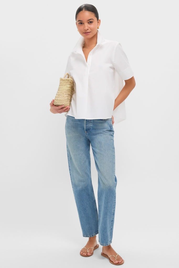 White Cotton Adams Shirt-Get Girly