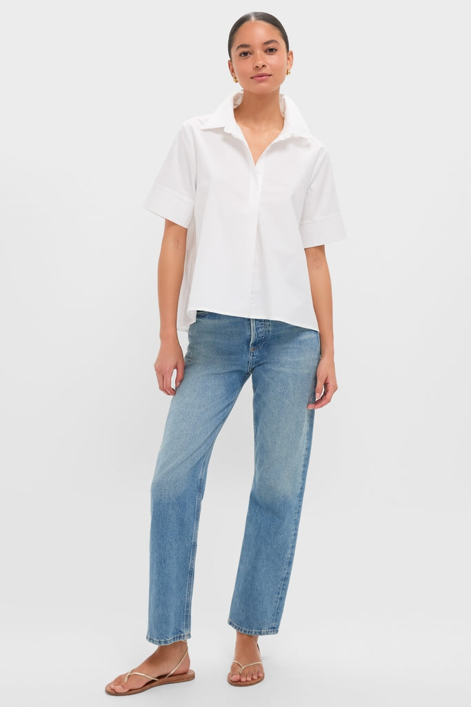 White Cotton Adams Shirt-Get Girly