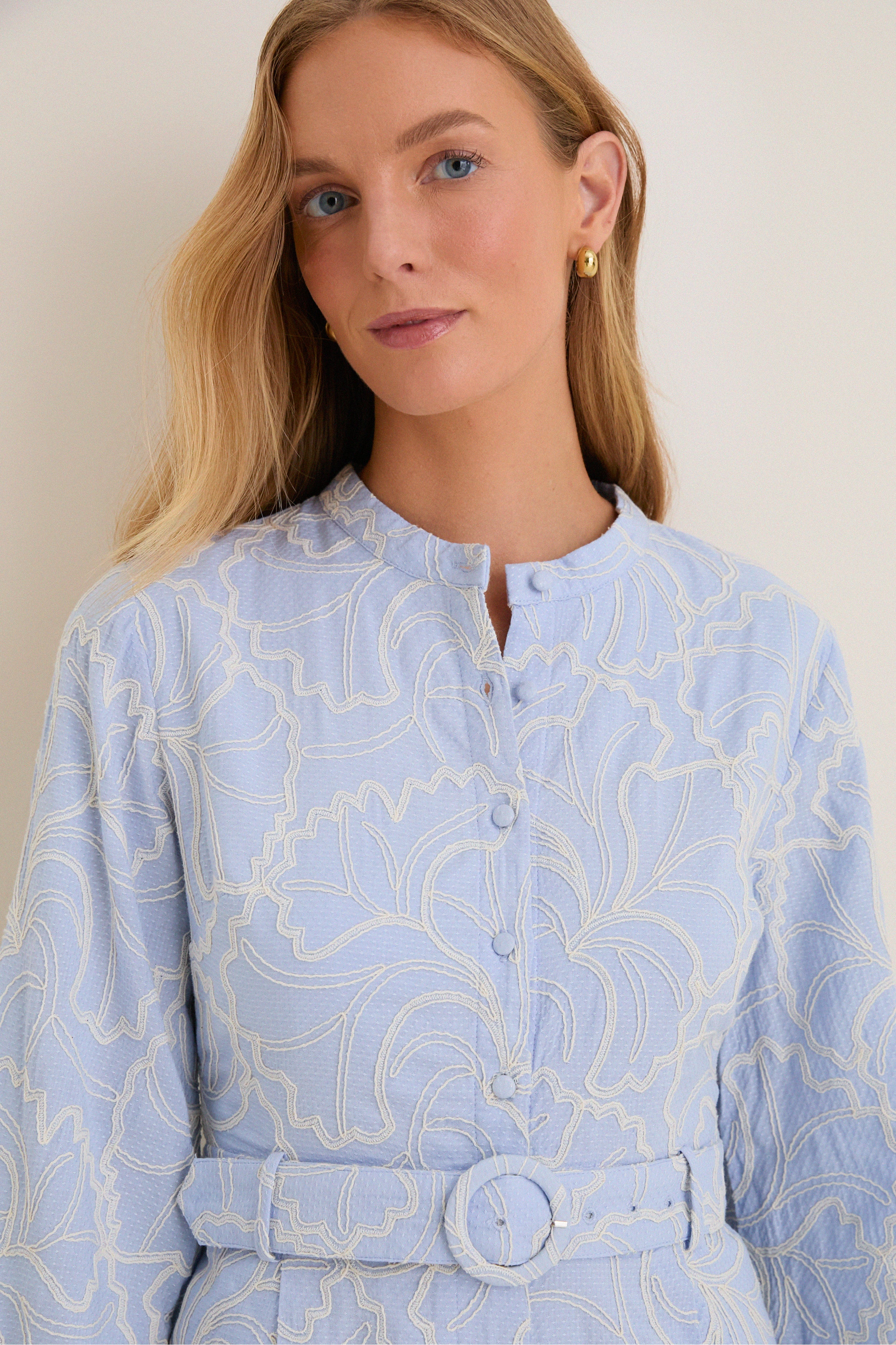 Blue Peony Embroidered Minny Romper-Get Girly