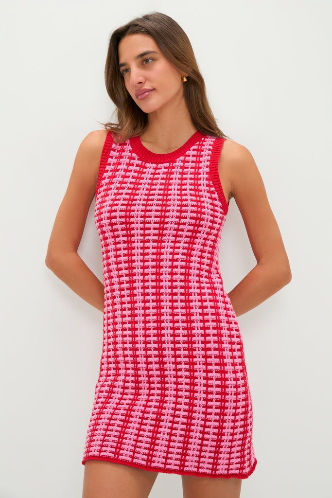 Pink & Red Knit Dellacorte Mini Dress-Get Girly