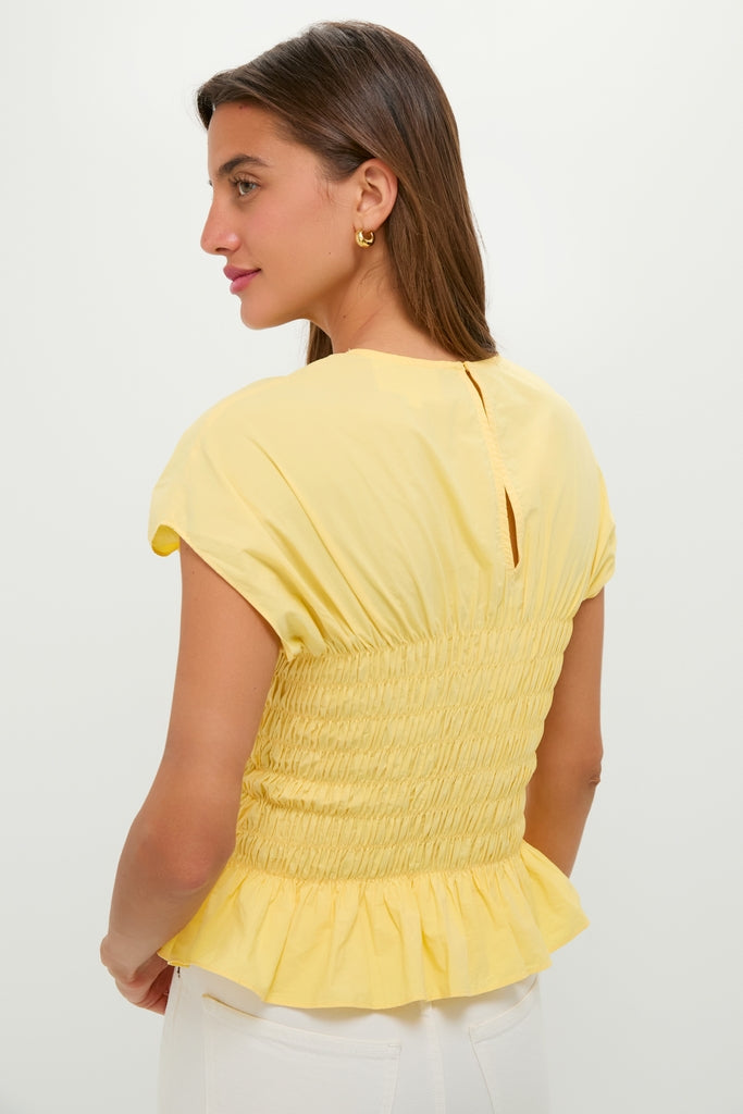 Yellow Smocked Rollins Top-Get Girly