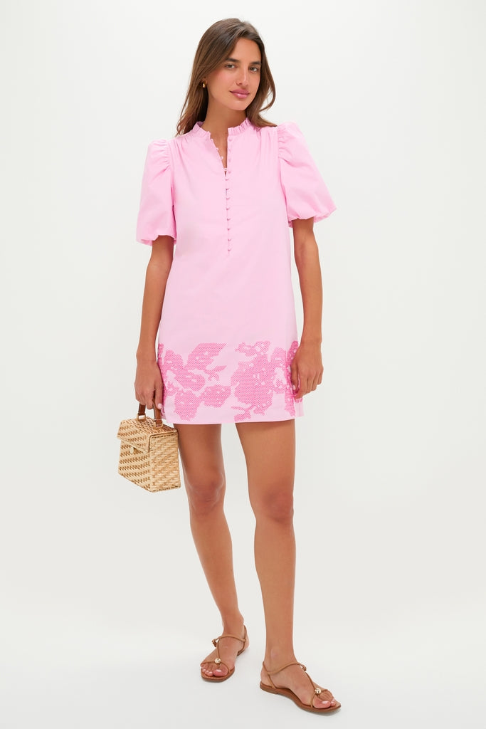Pink Embroidered Mini Mimi Dress-Get Girly