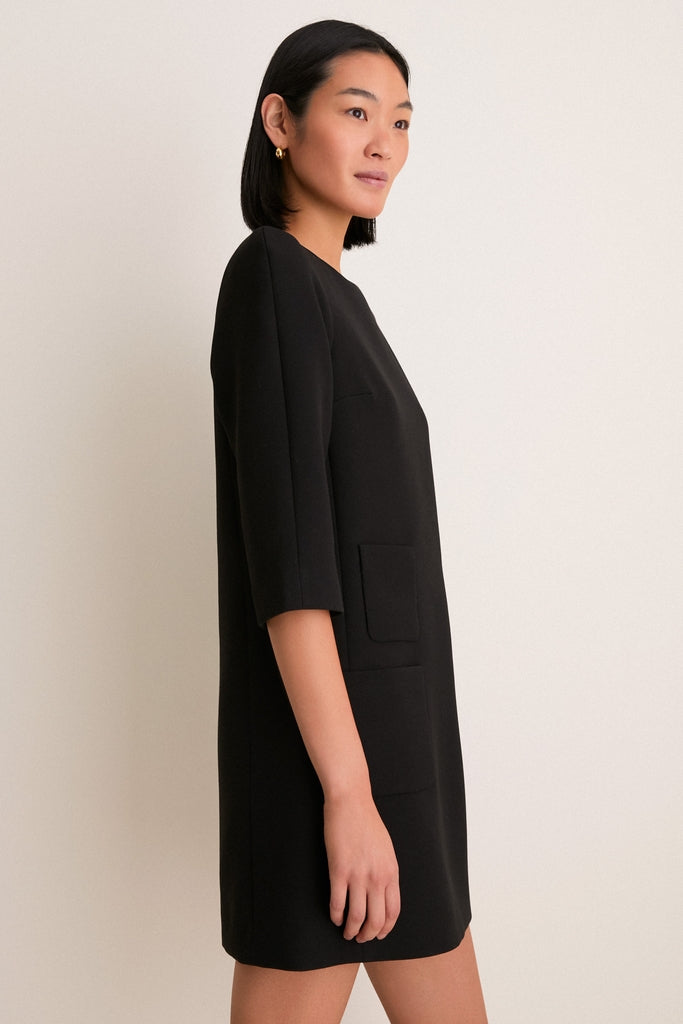 Black Crepe Delphine Mini Dress-Get Girly