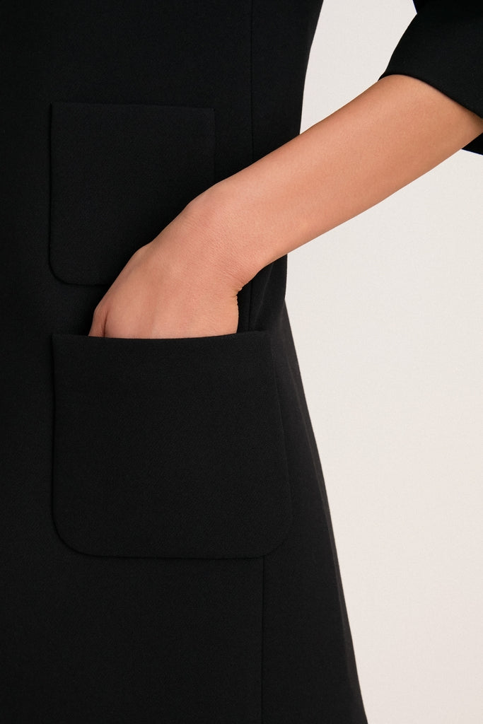 Black Crepe Delphine Mini Dress-Get Girly