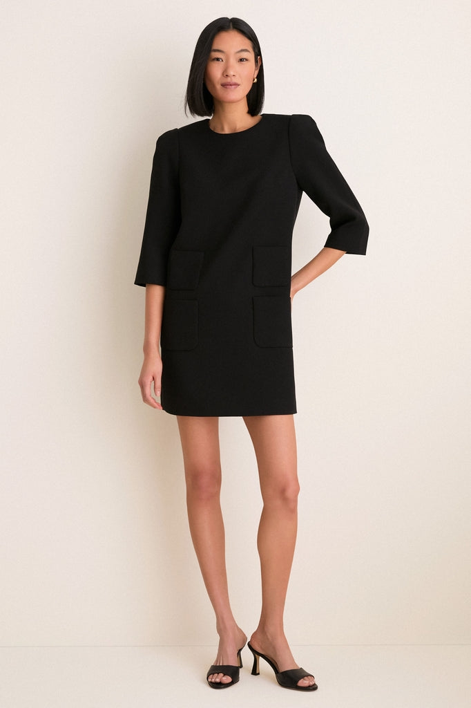Black Crepe Delphine Mini Dress-Get Girly