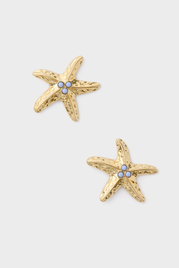 Gold & Blue Starfish Marina Earrings-Get Girly
