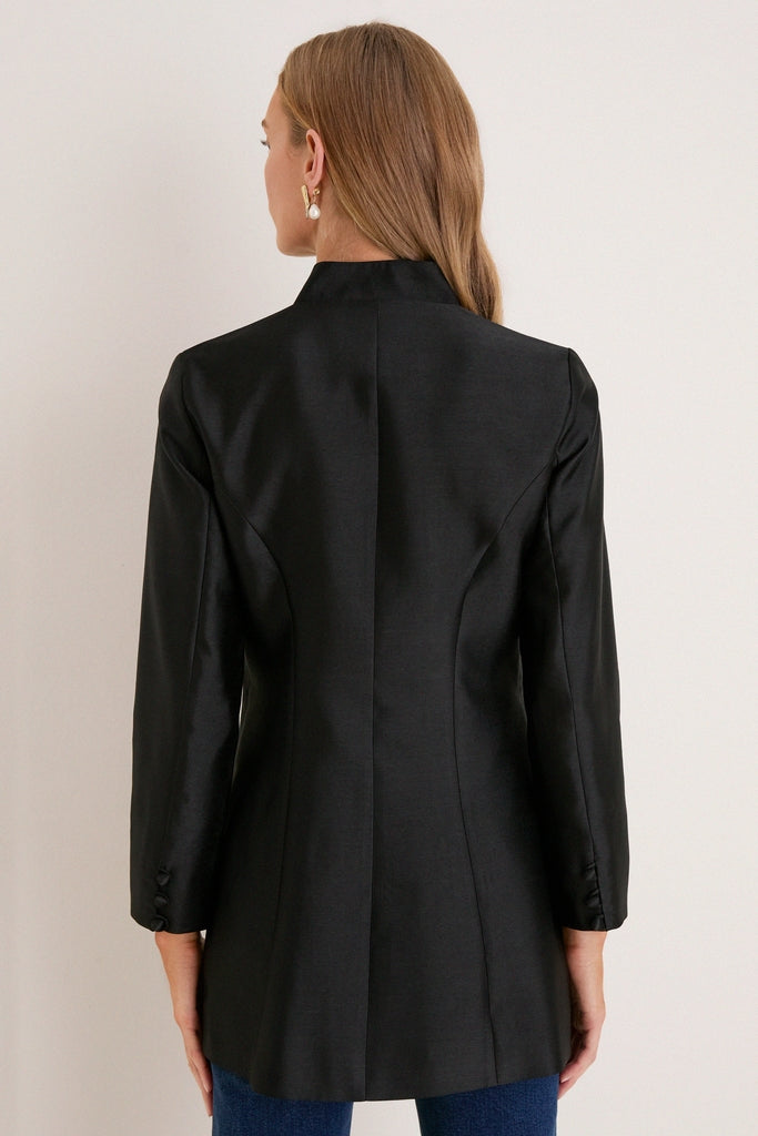 Black Dupioni Mandarin Collar Tamara Tunic-Get Girly