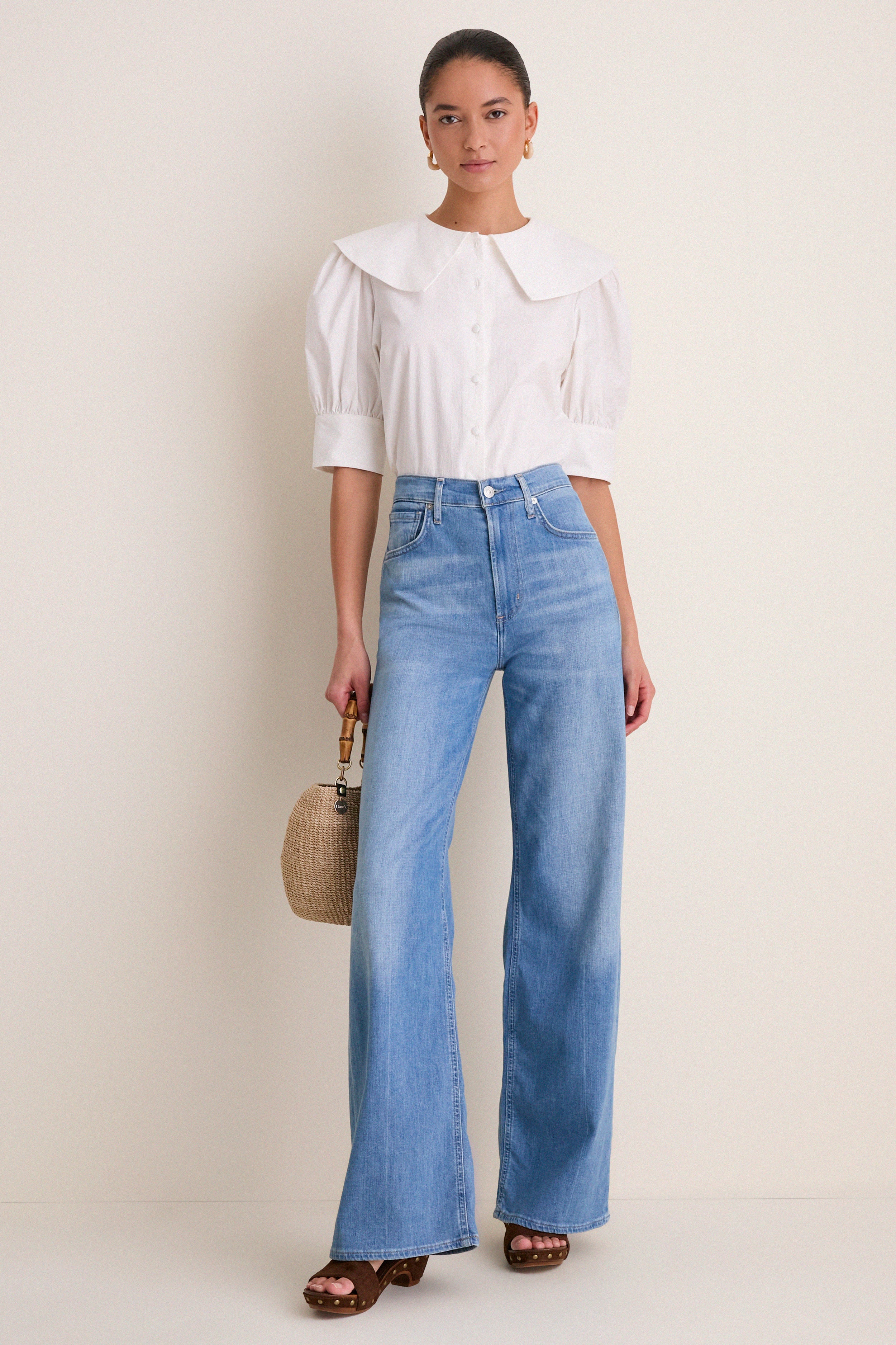 White Cotton Poplin Renee Blouse-Get Girly